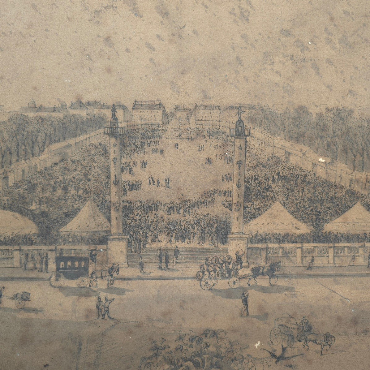 Foires de Bordeaux place des Quinconces vers 1900 dessin Paul F. MARTIN-photo-2