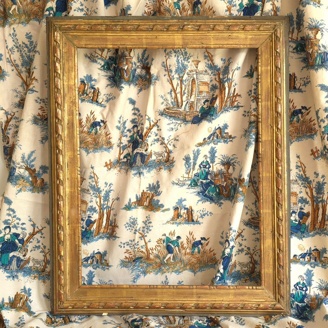 Louis XVI Gilded Wood Frame: 53 X 41 Cm-photo-2