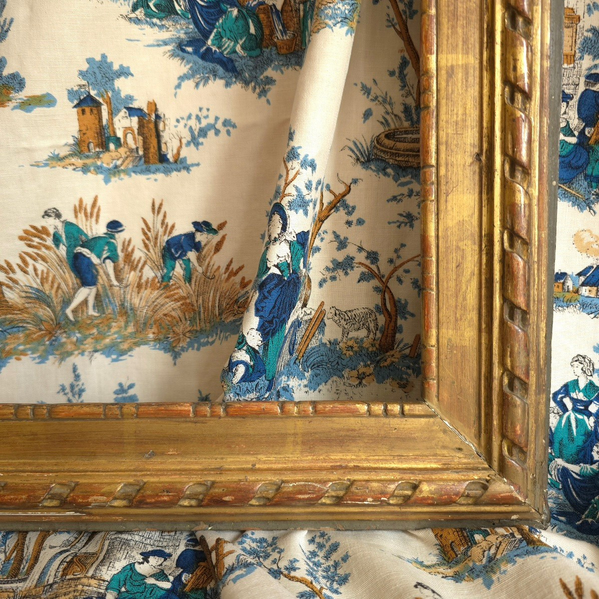Louis XVI Gilded Wood Frame: 53 X 41 Cm-photo-2