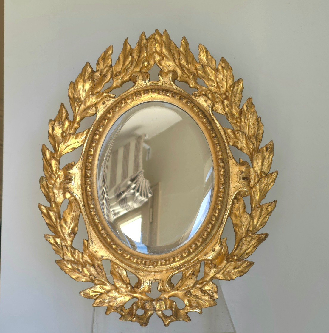 Miroir guirlande de laurier bois doré XIXe hauteur : 42 cm-photo-5