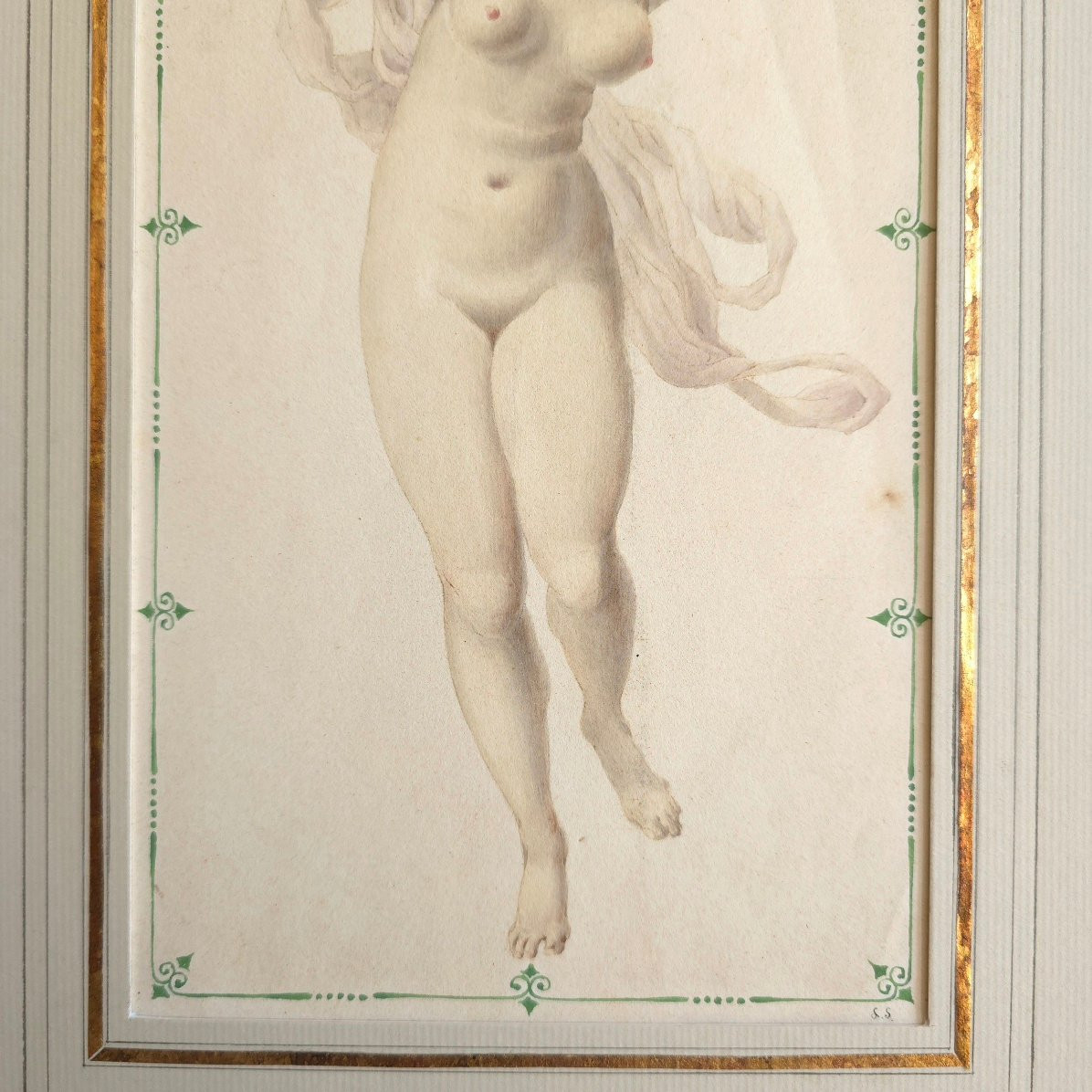 Woman With Tambourine Watercolour 19th Century View: 27.7 X 14 Cm-photo-4