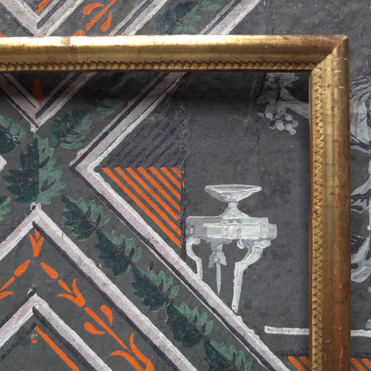 Small Frame XIX Gilded Wood Guilloché Feuillure: 27 X 21 Cm-photo-3