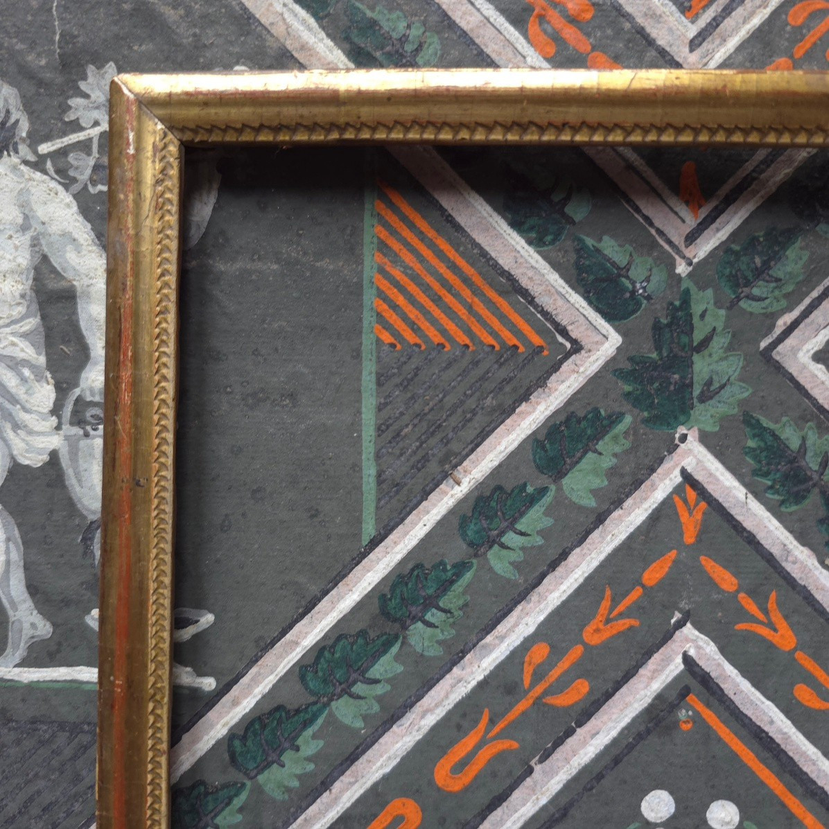 Small Frame XIX Gilded Wood Guilloché Feuillure: 27 X 21 Cm