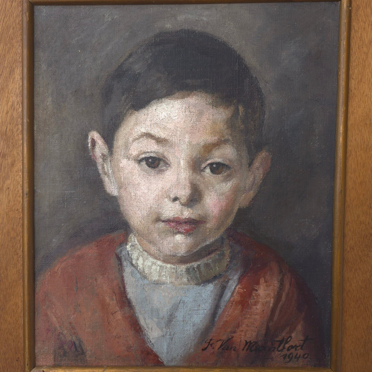 Franz Van Montfort (1889-1980) Portrait Of A Boy 1940-photo-2