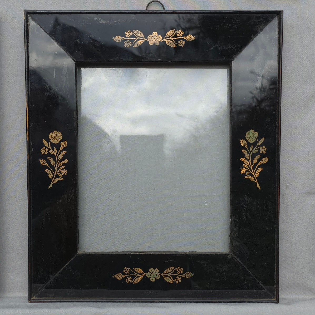 Pair Of Small 19th-century Frames In Eglomised Glass: 18.5 X 15 Cm-photo-2