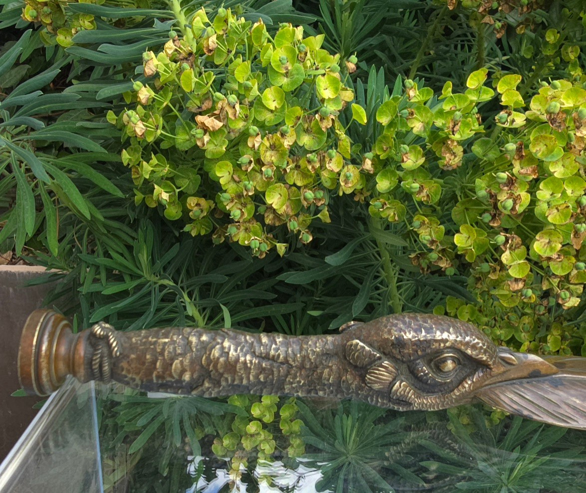 Large Bronze Letter Opener And Seal, Jules Moigniez (1835-1894) Model, Unsigned, Eagle's Head A-photo-1