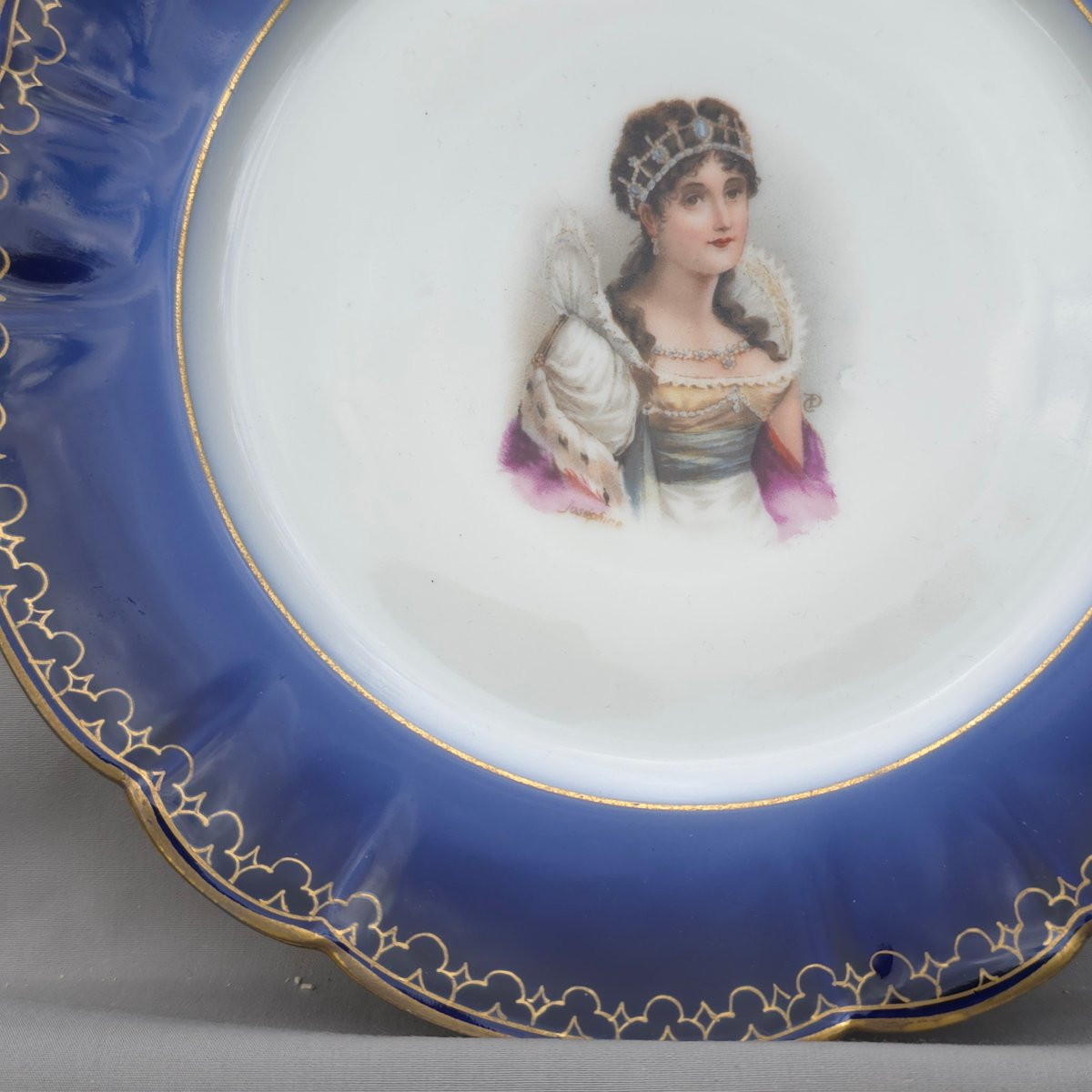 Paire assiette porcelaine Limoges Napoléon Joséphine M.Redon LIMOGES 1891-1906  -photo-4