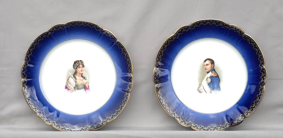 Paire assiette porcelaine Limoges Napoléon Joséphine M.Redon LIMOGES 1891-1906  