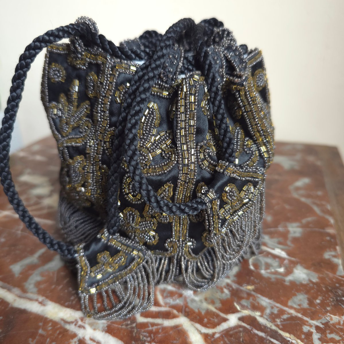 Pearl Bag Aumônière Couture Made In France 20th Century-photo-2