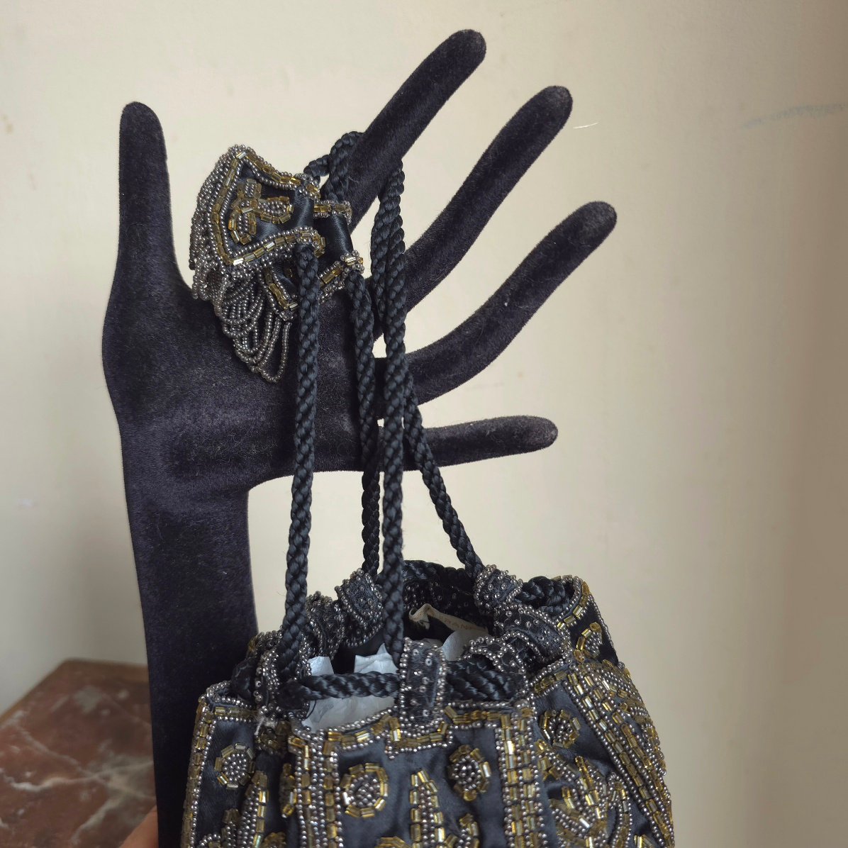 Pearl Bag Aumônière Couture Made In France 20th Century-photo-4