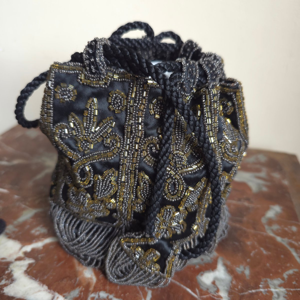 Pearl Bag Aumônière Couture Made In France 20th Century-photo-5