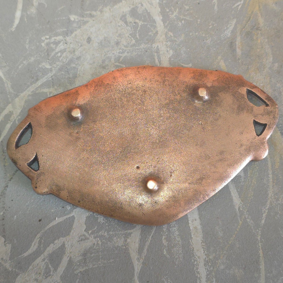 Vide poche Art- Nouveau Henri Boyer bronze feuillage châtaignes-photo-1