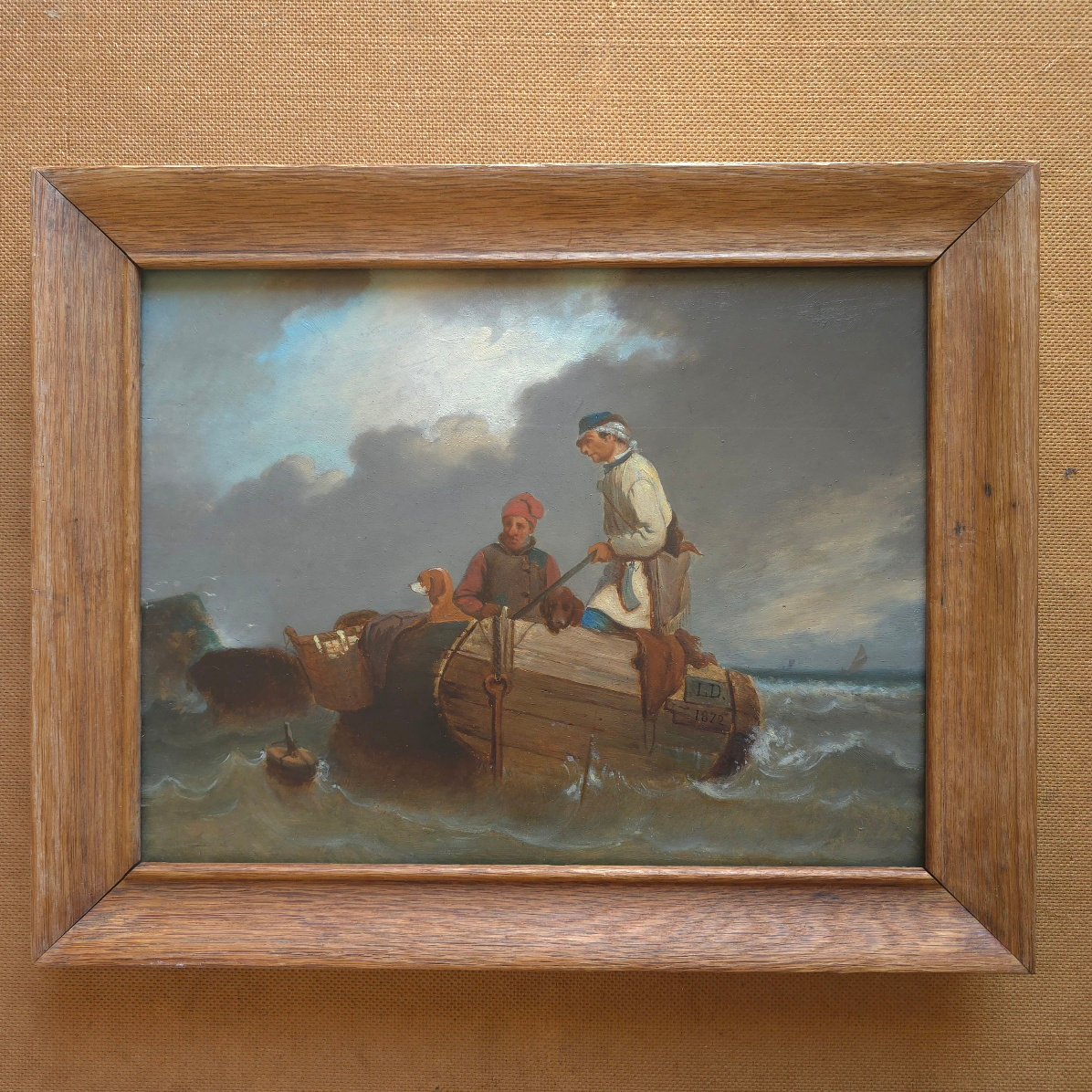 Côte normande La pêche aux canards 1872 tableau école française XIXe monogramme L.D.