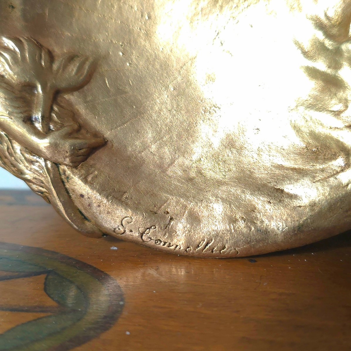 Georges TONNELIER (1858-1937) vide poche Art- Nouveau  bronze Naïade et baleine-photo-3