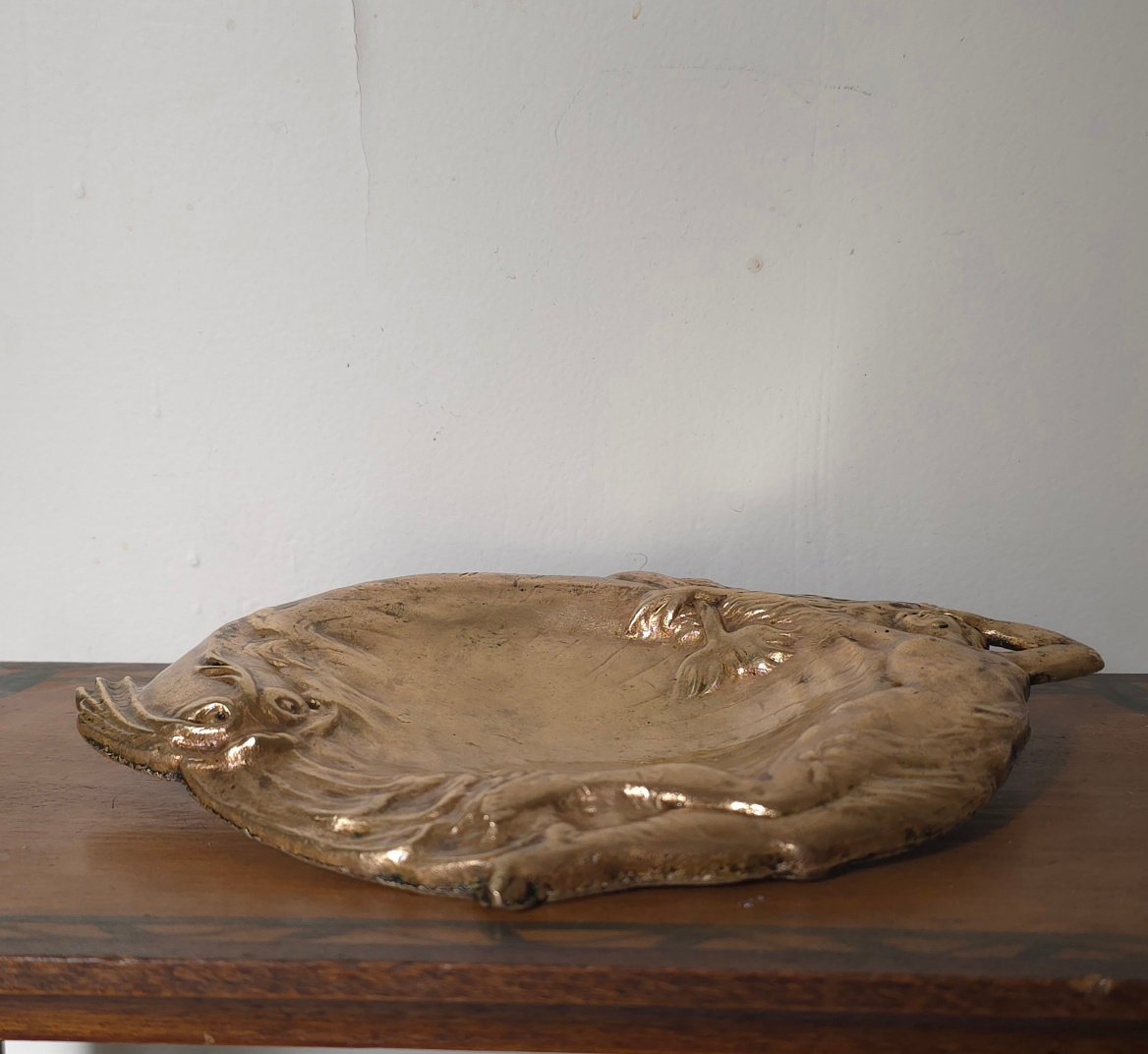 Georges TONNELIER (1858-1937) vide poche Art- Nouveau  bronze Naïade et baleine-photo-1