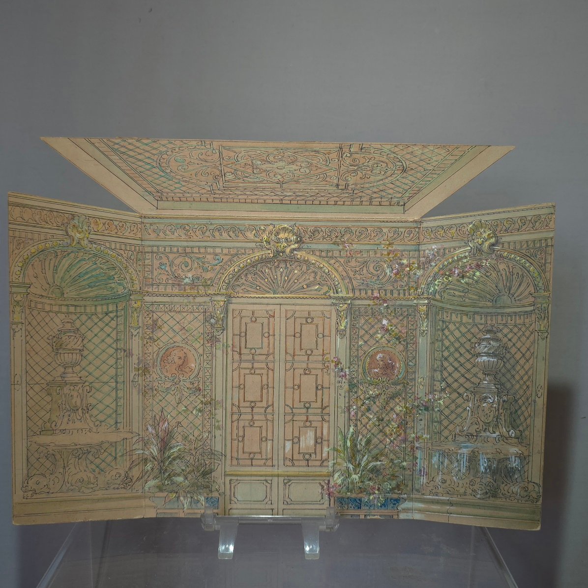 Vicor Duvignaud Maquette décor casino Saint Valéry en Caux 1897 aquarelle-photo-1