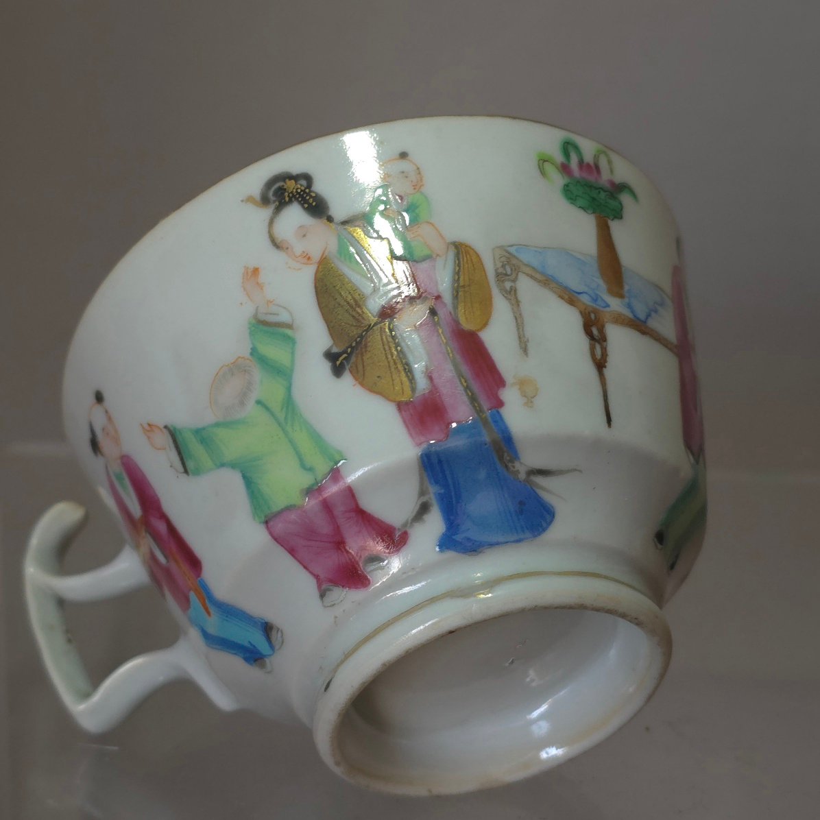  Chinese Canton Porcelain Cup And Saucer, 19th Century, China-photo-3