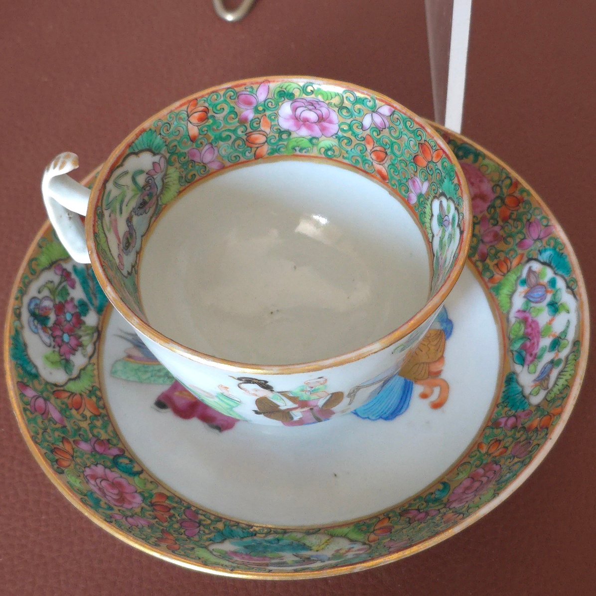   Chinese Canton Porcelain Cup And Saucer, 19th Century, China-photo-4