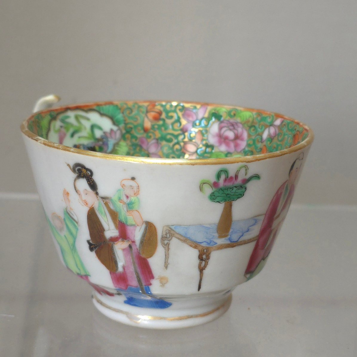   Chinese Canton Porcelain Cup And Saucer, 19th Century, China-photo-6
