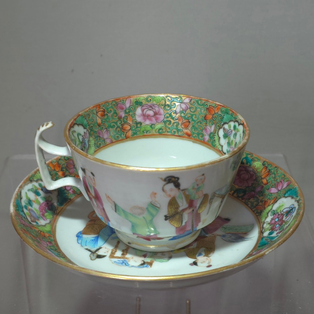   Chinese Canton Porcelain Cup And Saucer, 19th Century, China