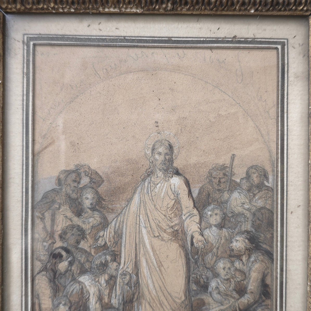 Guillaume Harang Cabasson (1814–1884) Drawing Of Christ Blessing The Children-photo-3