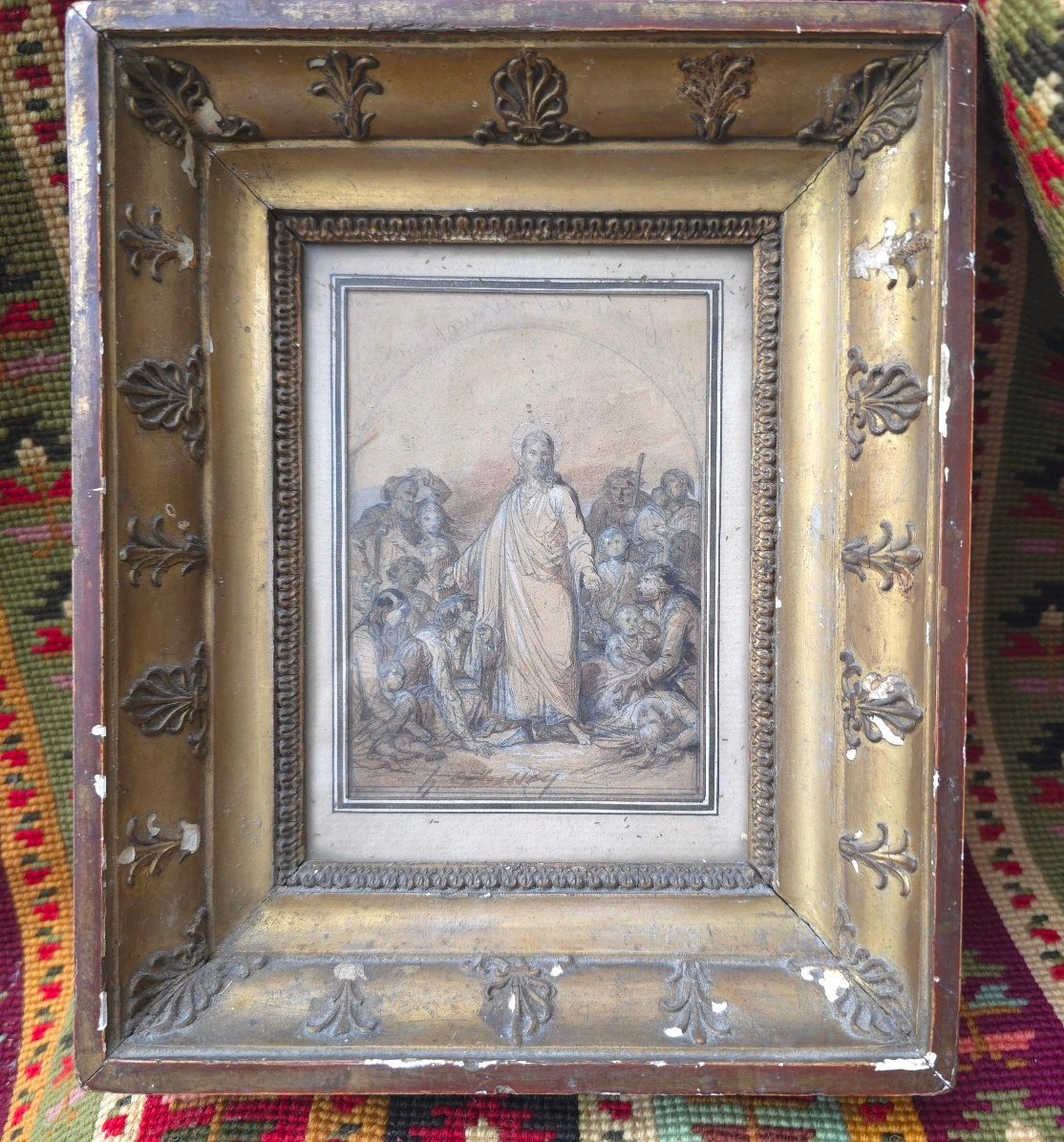 Guillaume Harang Cabasson (1814–1884) Drawing Of Christ Blessing The Children