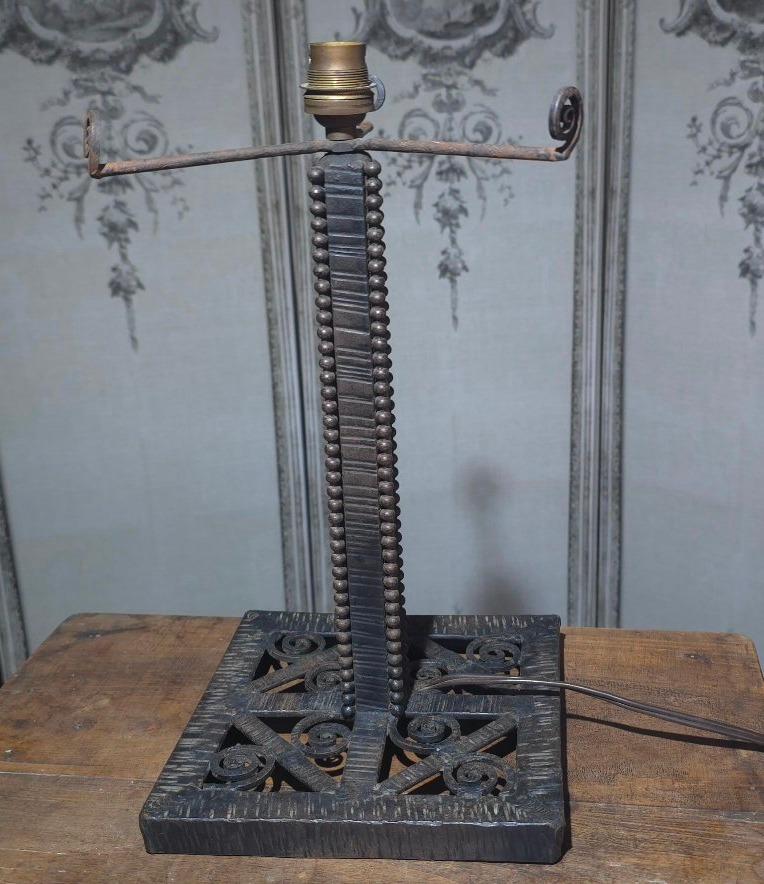 Grand Pied de lampe Art- Déco fer forgé -photo-3