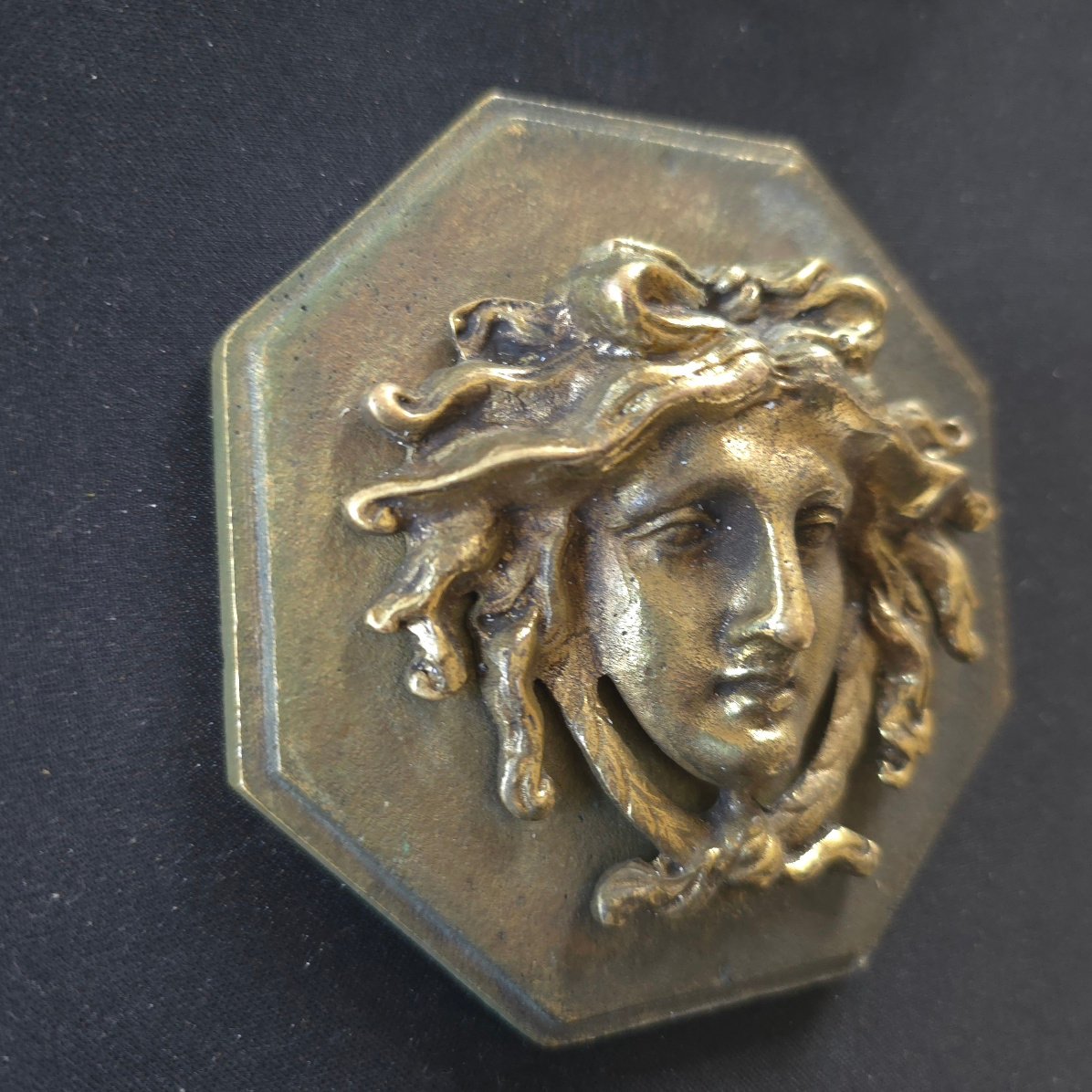 Ornamental Bronze Medusa Head, Mid-20th Century-photo-2