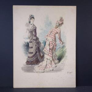     Émile PRÉVAL  •  aquarelle originale illustration journal des demoiselles ou des dames •  planche 1343 B