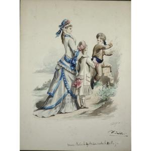 Original Watercolor Fashion Illustration For Bridesmaids Or Ladies Journal