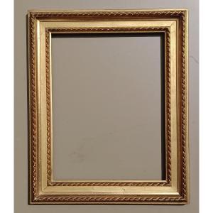 Wood Frame And Golden Stucco Leaf Nineteenth Rebate: 21 X 27 Cm