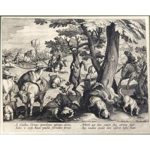 Stradanus (jan Van Der Straet), Johannes (1523- 1605) Hunting Game. Engraving By Jan Collaert
