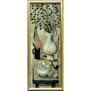 Nature Morte Yves-alain Pleuven (1929-2015) Dit Youen Céramique Vintage