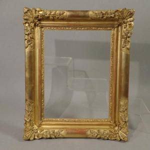 Small Golden Wood Frame Napoleon III Period Rabbet: 23 X 17.5 Cm