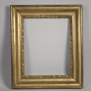 19th Century Frame Gilded Wood Gold Leaf Rebate: 22.5 X 27.5 Cm