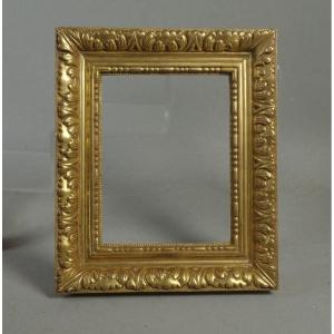 Small Golden Stucco Frame Napoleon III Period Leaf: 11.5 X 14.5 Cm