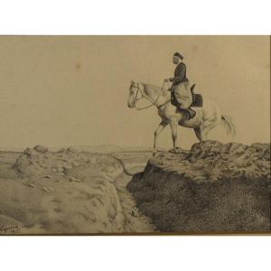 Lagrenne 1920 Arab Rider Drawing Ink Orientalism