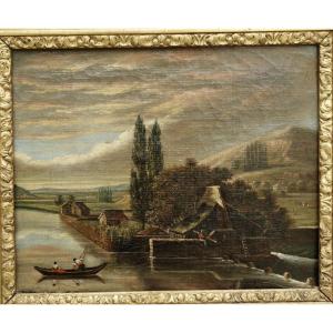 Metz View Of The Powder Mill Painting Early 19th Century 21.5 X 27 Cm
