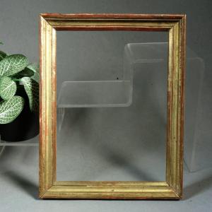 Small Golden Wood Baguette Frame Late 18th Century Rabbet: 14.5 X 19.5 Cm