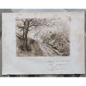 Paul Van Ryssel [docteur Paul Gachet] - (1828-1909)- "le Vieux Noyer Route De Pontoise  "
