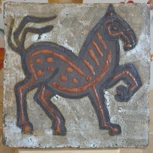 Cécile Dein  née en 1929 Cheval carreau céramique vers 1960