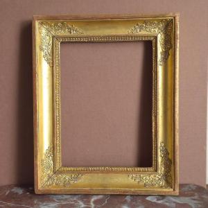 Petit cadre Empire bois stuc doré décor palmettes feuillure : 16,5 x 22,5 cm