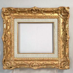 Cadre style rocaille stuc doré XXe feuillure : 21,5 x 25 cm