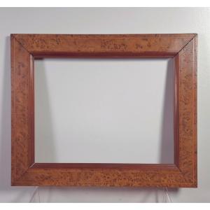 Cadre à filets loupe d’amboine XIXe feuillure : 24 x 31 cm