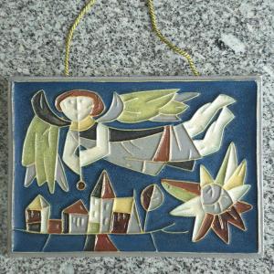Delft Vintage Ceramic Tile, Annunciation, 1962