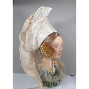 Ménigoute Coiffe XIXe Deux Sèvres tulle brodé