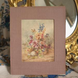 Cicéri 1865 Bouquet Of Flowers Watercolor