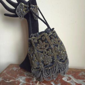 Sac perlé aumônière couture made in France XXe
