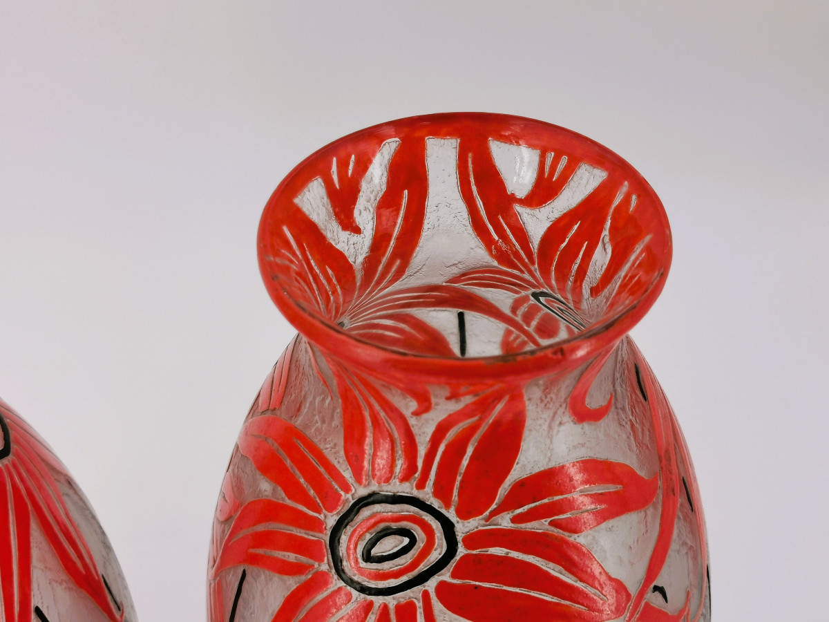 Paire de grands vases Legras de la période Art Déco-photo-3