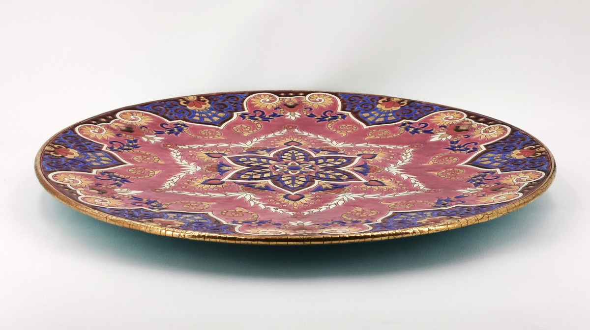 Important plat en émaux de Longwy , modèle Vendôme de Maurice-Paul Chevallier-photo-2